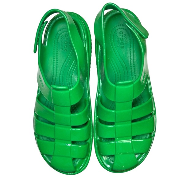 Crocs - Women’s ‘Stomp’ Fisherman High-Shine Platform Sandals - Green Ivy Size 9 - Picture 6 of 16